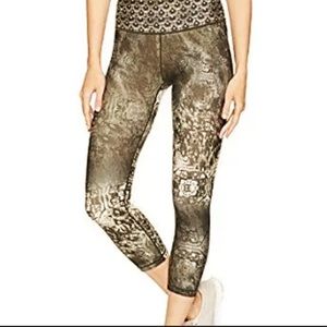 Nanette Lepore Olive Green Patterned Cropped Leggings